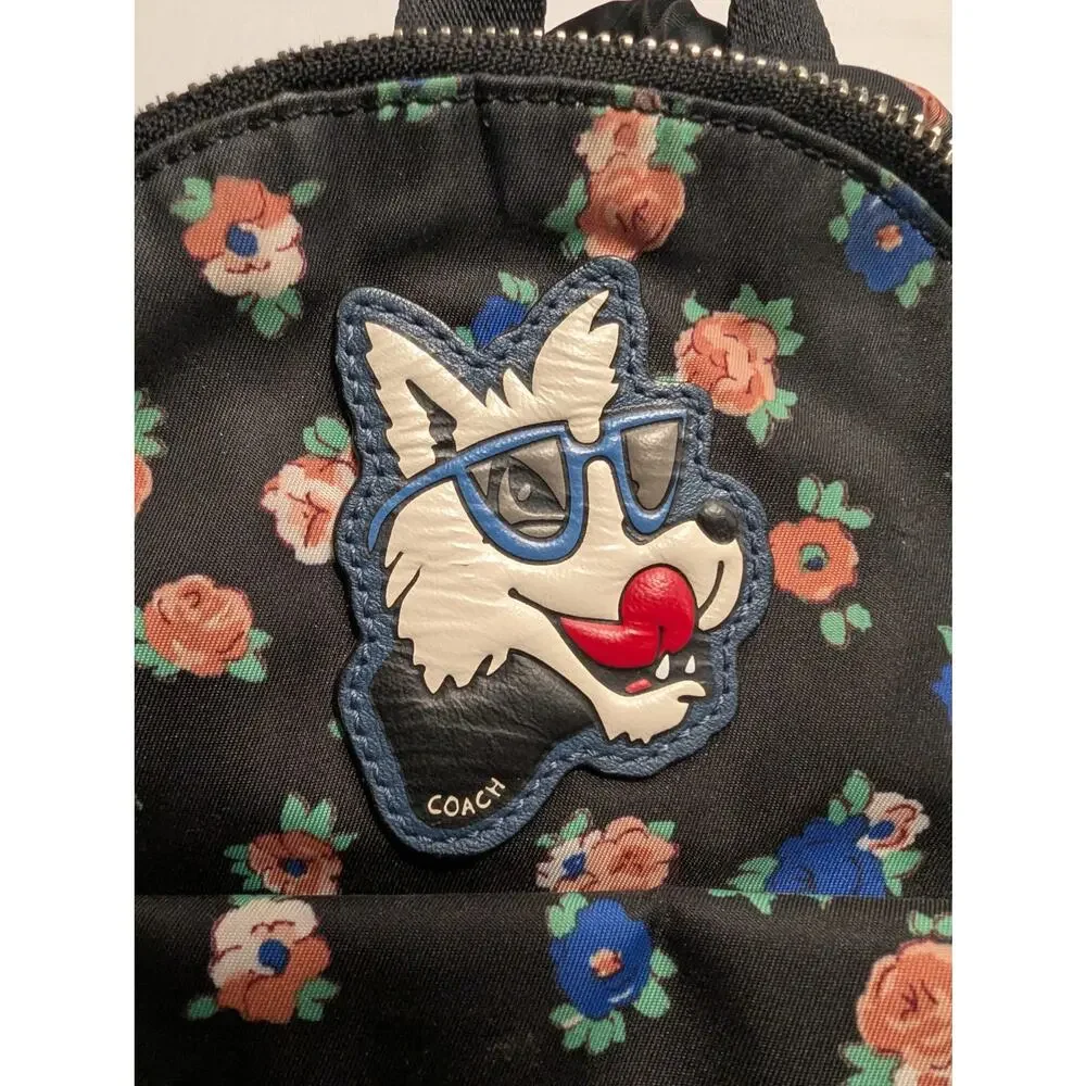 Coach Mini Charlie Backpack Tea Rose Floral Dog Patch Back Pack Purse Bag